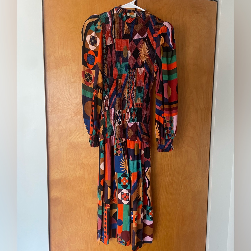 Farm Rio Small Colorful Geometric Patterned Dress Drop Waste